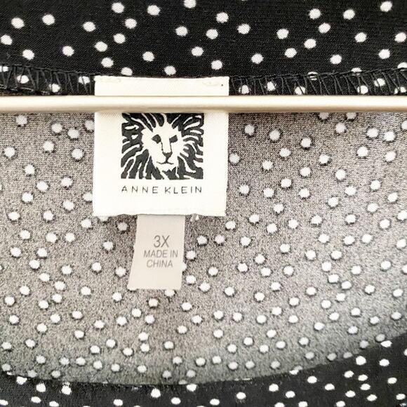 ANNE KLEIN Black and White Polka Dot Top Blouse Sz 3X - Picture 3 of 4